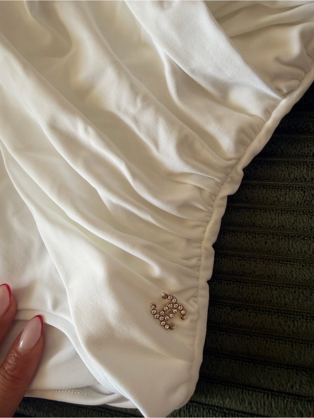 CHANEL White Ruched Halter One-Piece Swimsuit - Picture 3 of 7